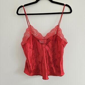 Vintage Red Lace Trim Cami Top